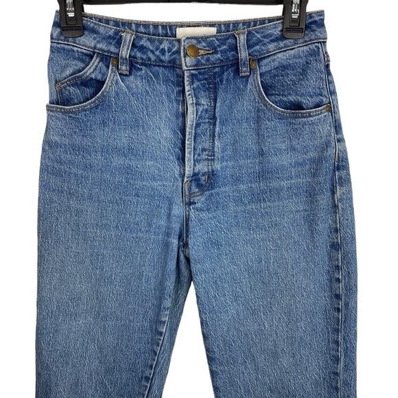 Rolla’s | Blue High Rise Classic Straight Raw Hem Jeans - Picture 2 of 9